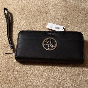 Guess Black Logo Wristlet